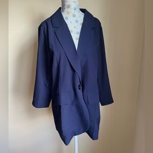 Women’s Navy Single-Button Blazer Jacket